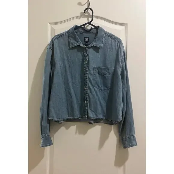 Gap Cropped Denim Shirt - Picture 4 of 7